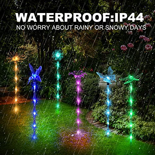 Liveasily Set Of 6 Arcylic Solar Lights For Outside Solar Powered Garden Decorations Outdoor Waterproof Pathway Lights For Yard Patio Plant Pot Flower Bed (8 Lighting Modes)