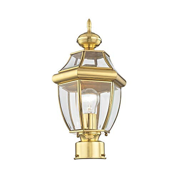Livex Lighting 2153-02 Outdoor Post With Clear Beveled Glass Shades Polished Brass