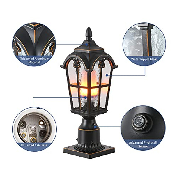 Lonedruid Lonedruid Dusk To Dawn Outdoor Lamp Post Lights Waterproof Exterior Pole Lantern Lighting Fixtures With 3-Inch Pier Mount Base For Garden Patio Yard Pathway Driveway