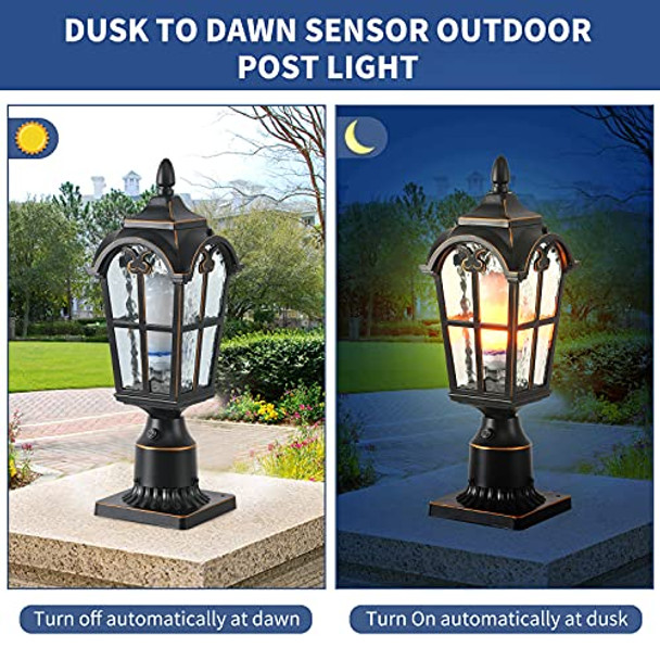 Lonedruid Lonedruid Dusk To Dawn Outdoor Lamp Post Lights Waterproof Exterior Pole Lantern Lighting Fixtures With 3-Inch Pier Mount Base For Garden Patio Yard Pathway Driveway