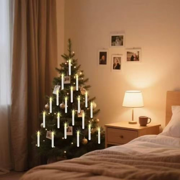 Longsuochuang Magic Floating Candles With Wand Remote 12 Pcs Flameless Battery Operated Led Candles Warm White Flickering Lights For Enchanted Halloween Christmas Decor