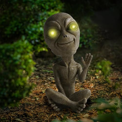 Lopoti Solar Light Ufo Extraterrestrial Garden Alien Statues Figurine For Indoor Outdoor Garden Patio Yard Or Lawn Decoration