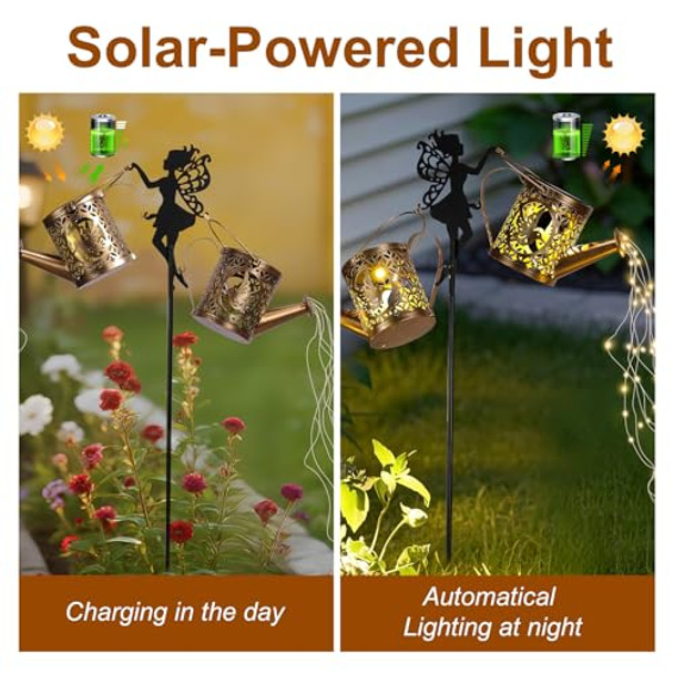 Loveruis Solar Watering Can Lights Garden Decorationmetal Two Solar Watering Can Lights Outdoor Decoration Waterproofyard Patio Lawn Pathway Decorgardening S For Women Grandma Mom
