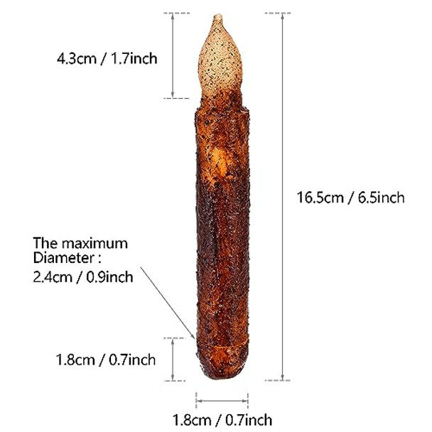 Lpraer Lpraer 6Pack Real Wax Pillar Taper Candle Primitive Drip Candles Flameless Flickering Led Lights Dipped Battery Operated Halloween Decoration Set Party Festival Church Decorbrown