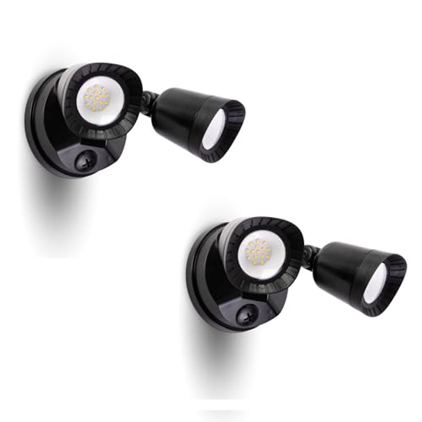 Luxfly Led Flood Lights Outdoor 16W 1900Lm 5000K Daylight Ip65 Waterproof Security Lights With 2 Adjustable Heads Exterior Wall Light For Patio Garage Yard-Black