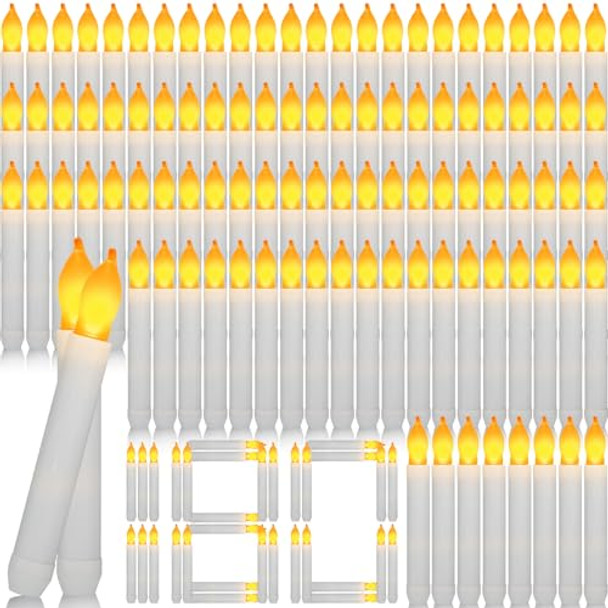 Macarrie Macarrie 180 Pcs Flameless Led Taper Candles Battery Operated 6.7" Flickering Window Light Candlesticks Electric Handheld Candle For Church Halloween Christmas Party Decorations(Warm Light)