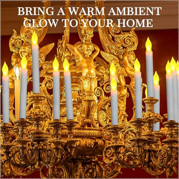 Macarrie Macarrie 180 Pcs Flameless Led Taper Candles Battery Operated 6.7" Flickering Window Light Candlesticks Electric Handheld Candle For Church Halloween Christmas Party Decorations(Warm Light)