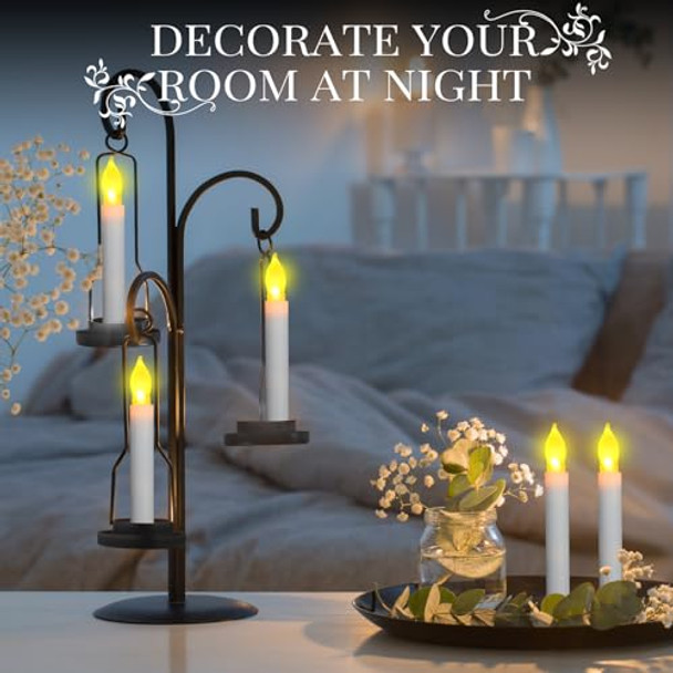 Macarrie Macarrie 180 Pcs Flameless Led Taper Candles Battery Operated 6.7" Flickering Window Light Candlesticks Electric Handheld Candle For Church Halloween Christmas Party Decorations(Warm Light)