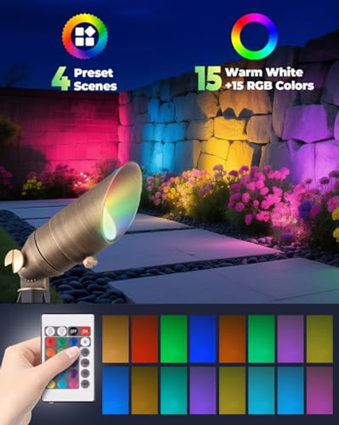 Makergroup Brass Landscape Light 12V Low Voltage Mini Spotlight With 3W Mr11 Led Bulb Warm White Weatherproof Accent Light For Outdoor Garden Yard Lighting