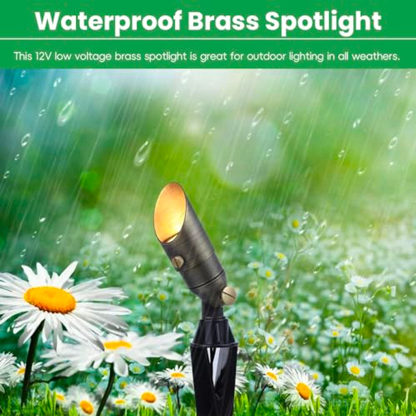 Makergroup Brass Landscape Light 12V Low Voltage Mini Spotlight With 3W Mr11 Led Bulb Warm White Weatherproof Accent Light For Outdoor Garden Yard Lighting