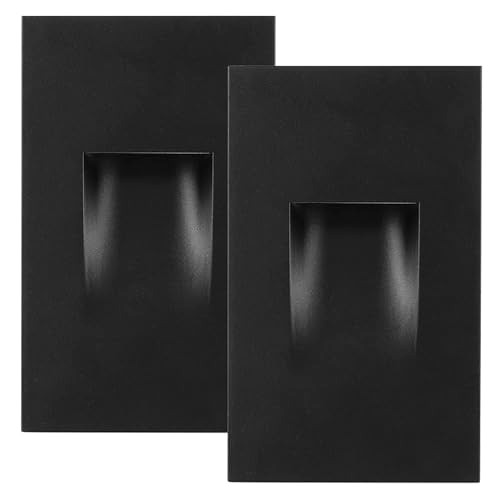 Maxxima Vertical Led Step Light Indoor/Outdoor Stair Light 3 Cct Color Selectable 3000K 4000K 5000K 60 Lumens Ip65 Rated For Outdoor And Damp Locations Black 2-Pack