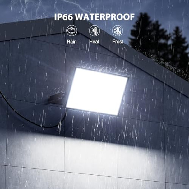 Meloght 160W Flood Lights Outdoor 16000Lm Led Work Light With Plug Daylight White 6500K Led Flood Light Ip66 Waterproof Exterior Security Lights For Yard Garage Stadium 4 Pack
