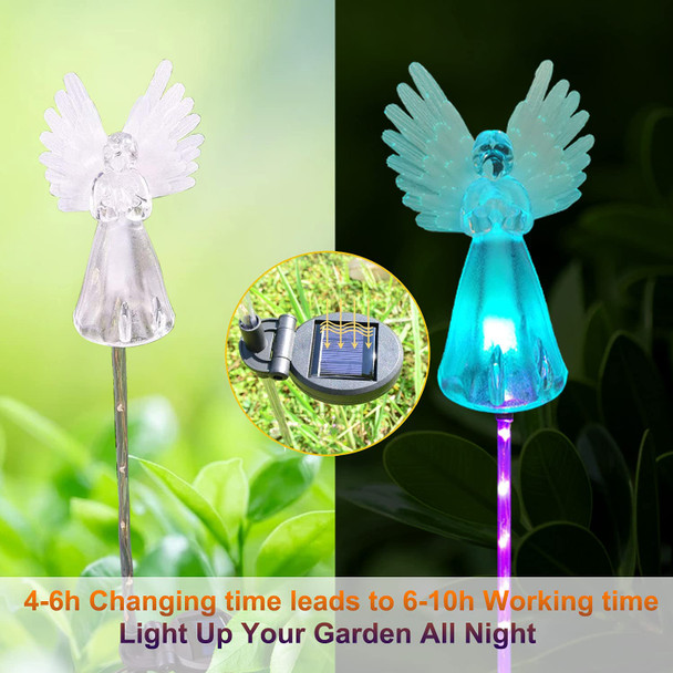 Mibung 4 Pack Solar Angel Lights Outdoor Decorsolar Powered Color Changing Angel Easter Stakes Decorative Memorial Lights Garden Yard Lawn Pathway Grave Cemetery Decorationvalentine'S Day Women