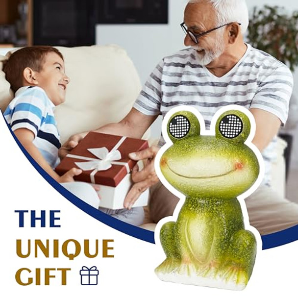Mininova Funny Frog Garden Statues With Solar Move Eyes Resin Outdoor Decorations Yard Art Home Decor Funny Gag  White Elephant  For Adults Father Kids