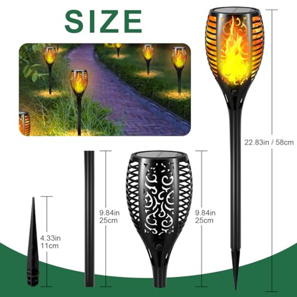 Mionsiden D Larger Solar Lights Outdoor - 6 Pack 51 Led Solar Torch Lights With Flickering Flame For Garden Decor Higher 23" Yard Lighting Waterproof Tiki Torches For Outside Lawn Patio Pathway