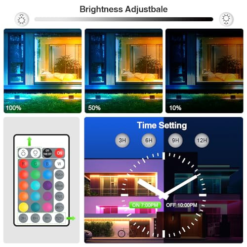Mosfiata 4 Pack 100W Rgb Led Flood Lights 12000Lm Color Changing Smart Floodlight With Remote Waterproof Diy Uplights For Partygardenhalloween Outdoor Decr