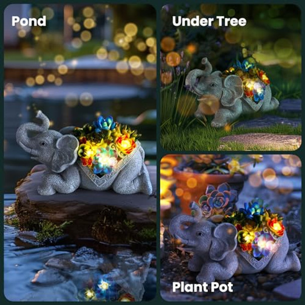 Mrcrafts Mrcrafts Solar Garden Decor For Outside Garden Statues Elephant Lawn Ornaments Outdoor Decorations For Patio & Yard Unique S For Mom Dad Christamas Birthday