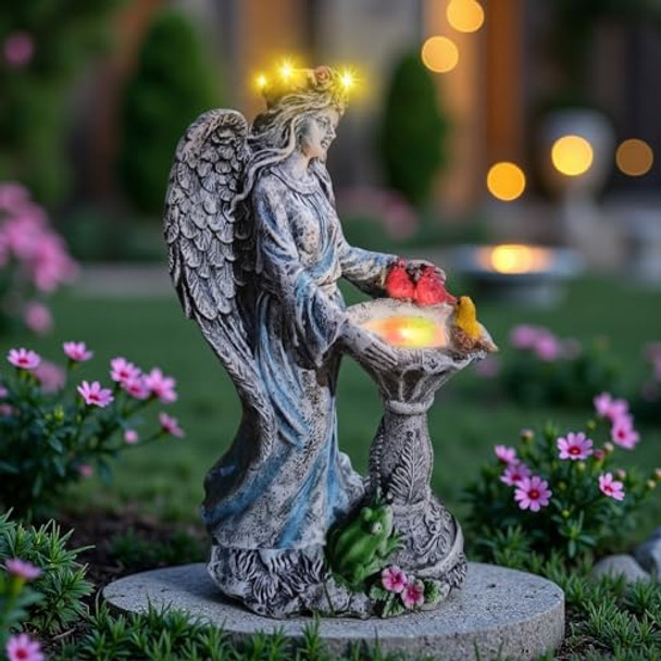 Mrocioa Mrocioa Solar Outdoor Garden Decor Angel Statue Light With Color Changing Birdbath Waterproof Led Home Decor Figurine Lights For Yard Patio Front Porch Housewarming S For Thanksgiving Christmas