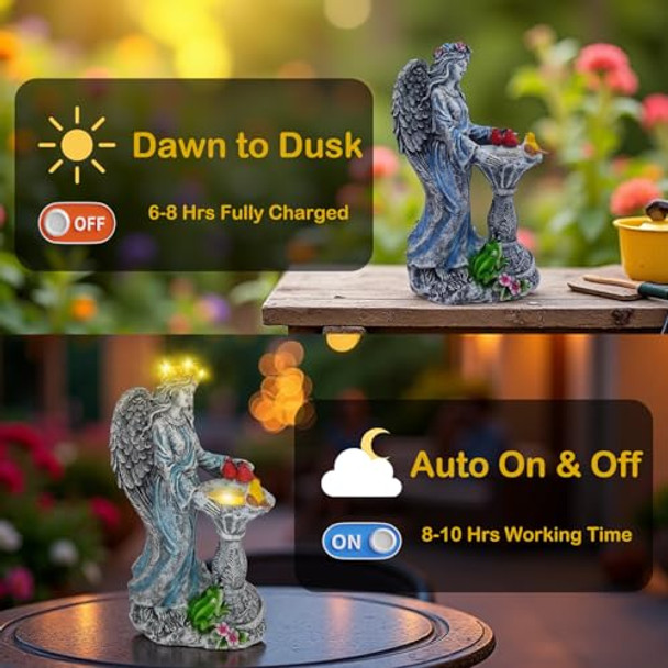 Mrocioa Mrocioa Solar Outdoor Garden Decor Angel Statue Light With Color Changing Birdbath Waterproof Led Home Decor Figurine Lights For Yard Patio Front Porch Housewarming S For Thanksgiving Christmas