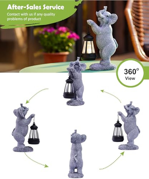 Nacome Solar Elephant Outdoor Statues For Garden: Outside Decor With Lantern Clearance For Yard Art Lawn Ornaments Porch Patio Balcony - S For Grandma Mom Women