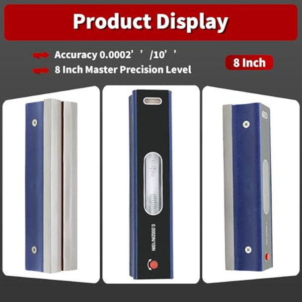 Nakkaa 8 Inch Master Precision Level With Box Accuracy 0.0002"/10" For Checking The Straightness Parallelism The Surface Of Machine Tools Equipment