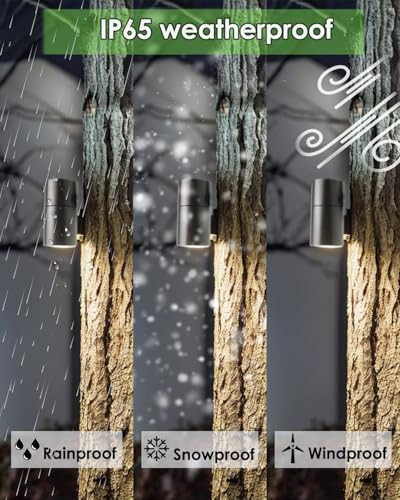 Noobibaba Low Voltage Landscape Lighting Spot Down Light 12V Tree Downlight Fixture Outdoor Moonlight Cast Aluminum  5W Mr16 Led Bulb Stainless Steel Mounting Bracket