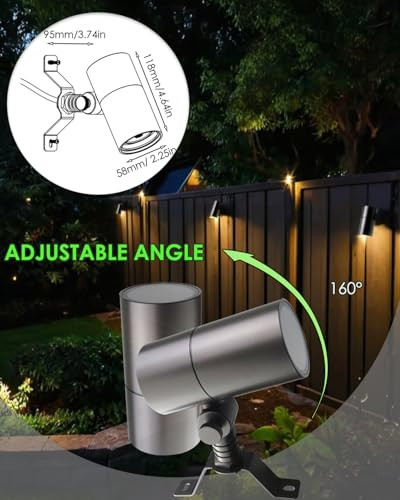 Noobibaba Low Voltage Landscape Lighting Spot Down Light 12V Tree Downlight Fixture Outdoor Moonlight Cast Aluminum  5W Mr16 Led Bulb Stainless Steel Mounting Bracket