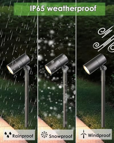 Noobibaba Low Voltage Landscape Path Light Kits Lights Paths And Garden Bed Also Be Used For Uplights Light Up Walls And Trees Cast Aluminum Body  5W 12V Mr16 Led Bulb And Abs Stake 2-Pack