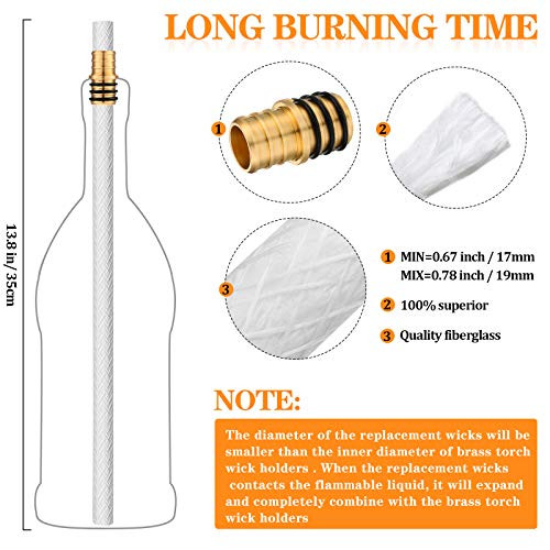 Nuanchu Nuanchu 8 Sets Wine Bottle Torch Kit Diy Homemade Lamp Include Brass Wick Holders With Washer Fiberglass Replacement Torch Wicks And Copper Cover For Diy