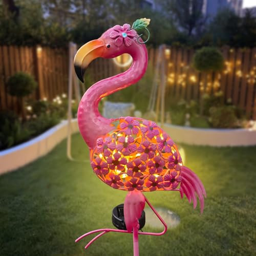 Oguo Flamingo Decor-Solar Garden Decorpink Flamingos For Yard-Patio Lawn Balcony Backyard Decorationsflamingo Birthday S For Women