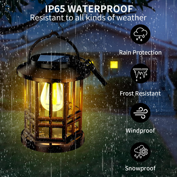Ollivage 4 Pack Solar Lanterns Outdoor Waterproof Hanging Solar Powered Lanterns Lighting Led Dusk To Dawn Outdoor Flame Lantern For Garden Patio Yard Decorative (Warm Light)