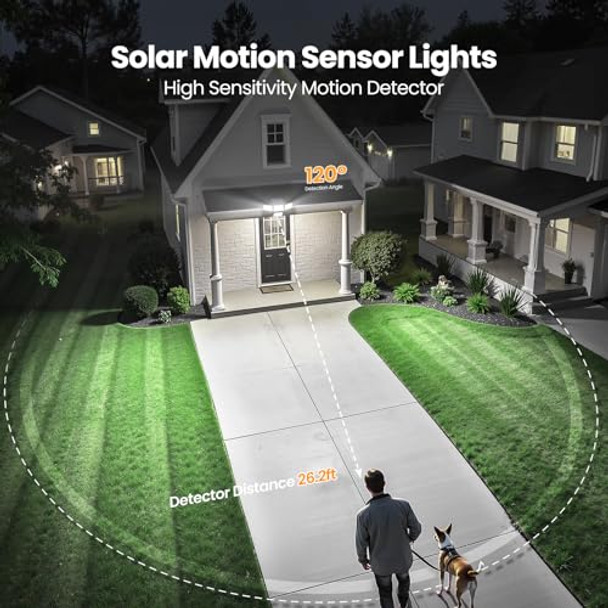 Onforu Solar Lights Outdoor 3000Lm 4 Heads Motion Sensor Outdoor Lights 3 Mode Solar Security Wall Lights Ip65 Waterproof Flood Lights Graden Backyard 2 Pack