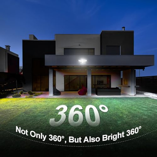 Onforu 5 Heads 55W Led Security Lights Motion Sensor Outdoor 360° Wide Angle Wide Illumination 5000Lm Flood Light 6500K Ip65 Waterproof Hardwired Wall Light For Garage Yard Porch Entryway