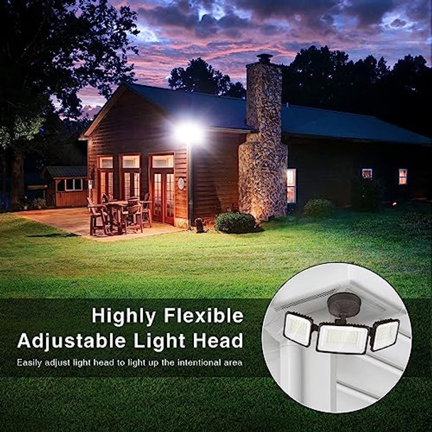 Onforu 100W Flood Lights Outdoor 9000Lm Brightness Led Light Outside Ip65 Waterproof Led Exterior Floodlight With 3 Adjustable Heads 6500K White Outdoor Security Light For Yard Garage Eave