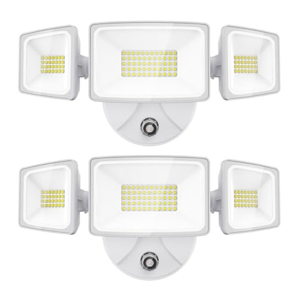 Onforu 55W Led Dusk To Dawn Outdoor Lighting 2 Packs 6000Lm Exterior Flood Lights Ip65 Waterproof Outdoor 3 Adjustable Heads Photocell Black Lights Fixture 6500K Daylight White Floodlights
