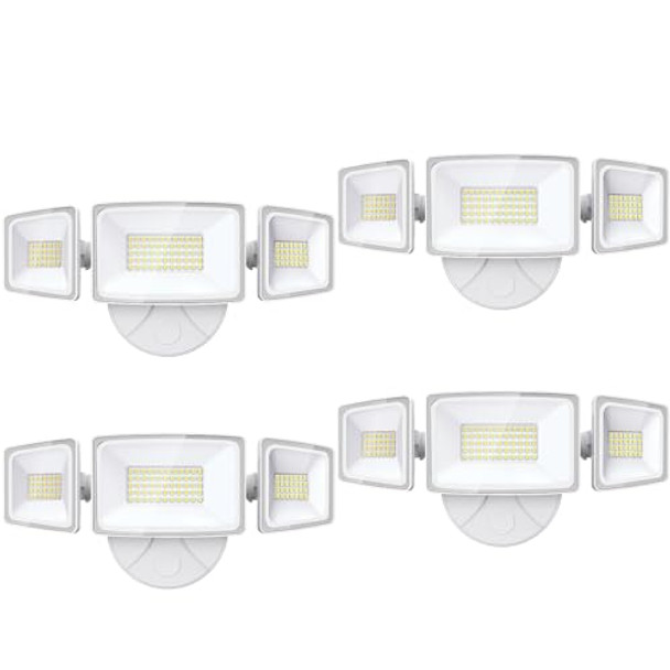 Onforu 60W Flood Lights Outdoor 4 Packs 6000Lm Super Bright Security Lights 3 Adjustable Heads Ip65 Waterproof 6500K Wall Mount Exterior Led Flood Light