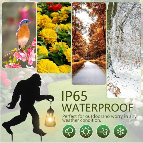 Otoolling Bigfoot Solar Lanterns For Outdoor Decor Bigfoot Figurine Metal Stake Sign Sasquatch Yard Ornament For Pathway Lawn Patio Special Christmas & Housewarming  Ideas
