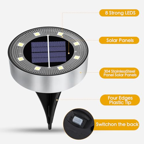 Oulonger Solar Lights Outdoor 10 Pack Solar Garden Outdoor Waterproof Pathway Lights Bright In-Ground Light Outdoor Lighting Decor For Lawn Patio Yard Driveway Step And Walkway Warm Light