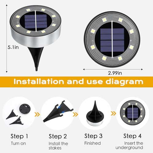 Oulonger Solar Lights Outdoor 10 Pack Solar Garden Outdoor Waterproof Pathway Lights Bright In-Ground Light Outdoor Lighting Decor For Lawn Patio Yard Driveway Step And Walkway Warm Light