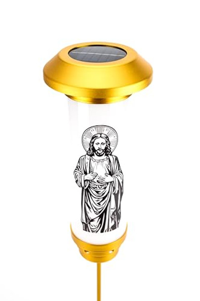 Ourmemo Jesus Night Light Jesus Schristian Sunique Religious Decorationfor Outdoor Flower Bed Patio Yard Garden Lawn Memorial Cemetery Grave Decorations (Jesus Christthe Savior)