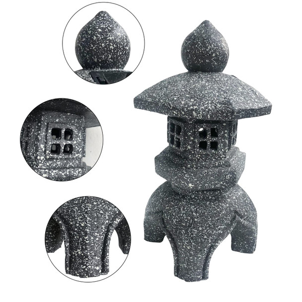 Oushuai Pagoda Garden Statuesolar Powered Led Outdoor Figurine Lightszen Patio Garden Decorsculptures For Outdoorresin Waterproof Decor Lawn Yard