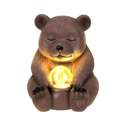 Paisper Solar Bear Statue For Outdoor Garden Decor With Strong Lighting For Yard Art Lawn Ornaments Porch Patio Balcony Home House - Holiday S For Family And Friends
