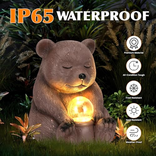Paisper Solar Bear Statue For Outdoor Garden Decor With Strong Lighting For Yard Art Lawn Ornaments Porch Patio Balcony Home House - Holiday S For Family And Friends