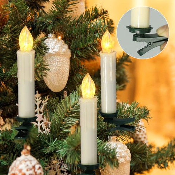 Pchero Christmas Window Candles 10Pcs Large Size Battery Operated Led Flameless Taper Candles With Timer Last Up To 200 Hours Ideal For Home Indoor Outdoor Holiday Decorations