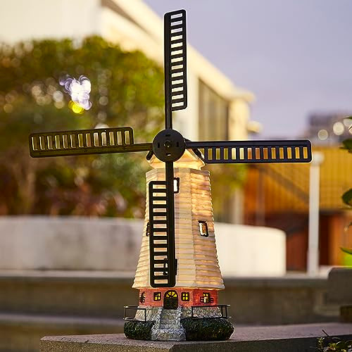Pearlstar Solar Garden Outdoor Windmill Lighthouse - 20" Solar Powered Led Lighthouse Garden Statue Waterproof Decorative Light For Women Mom Landscape Decor Lawn Table Patio Pathway Yard