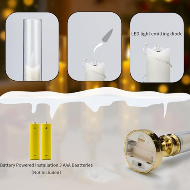 Prerish 6 Pcs Flameless Candles With Remote And Timer Flickering Led Romantic Candles With Embedded Star String Gold Battery Perated Candles Home Decor For Wedding Home Table Window Bedroom Indoor