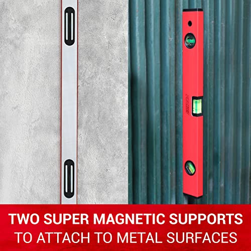Promaker Promaker 18 Inch Level Magnetic Level With 180° 90° 45° Bubbles Shock Resistant Aluminum Body Level Tool With Overhead Viewing For Comfortable Read Pro-Nv030