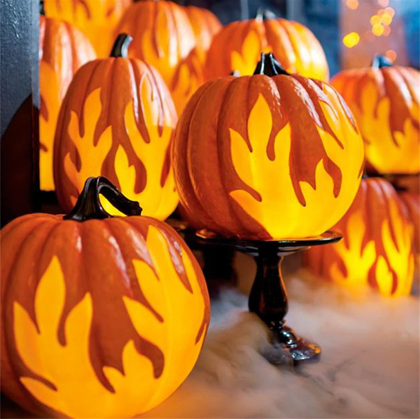 Ptuanzrit Halloween Led Pumpkin Lights Battery Operated Flame Pumpkin Decoration Outdoor 3D Lighted Pumpkins Jack-O-Lantern Fall Pumpkins Resin Light Up Pumpki Figurine For Garden Decor (1 L-9.845.91Inch)