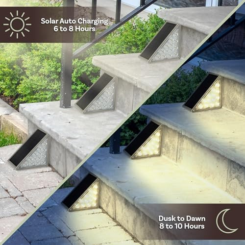Pure Garden Pure Garden Solar Step Lights For Outside 6-Pack - Led Solar Stair Lights Outdoor Waterproof Ip67 Outdoor Lighting For Walkways Deck Front Door Entryway Garden Pathways Or Porch