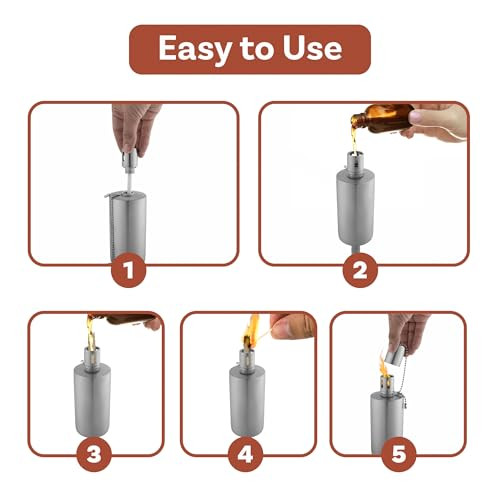 Pure Garden Table Top Torch Canister - 10.5In Tall Stainless Steel Refillable Citronella Torches Outdoor - Tabletop Torches For Outside Patio Or Deck - Oil Lamp Outdoor Lighting By Pure Garden